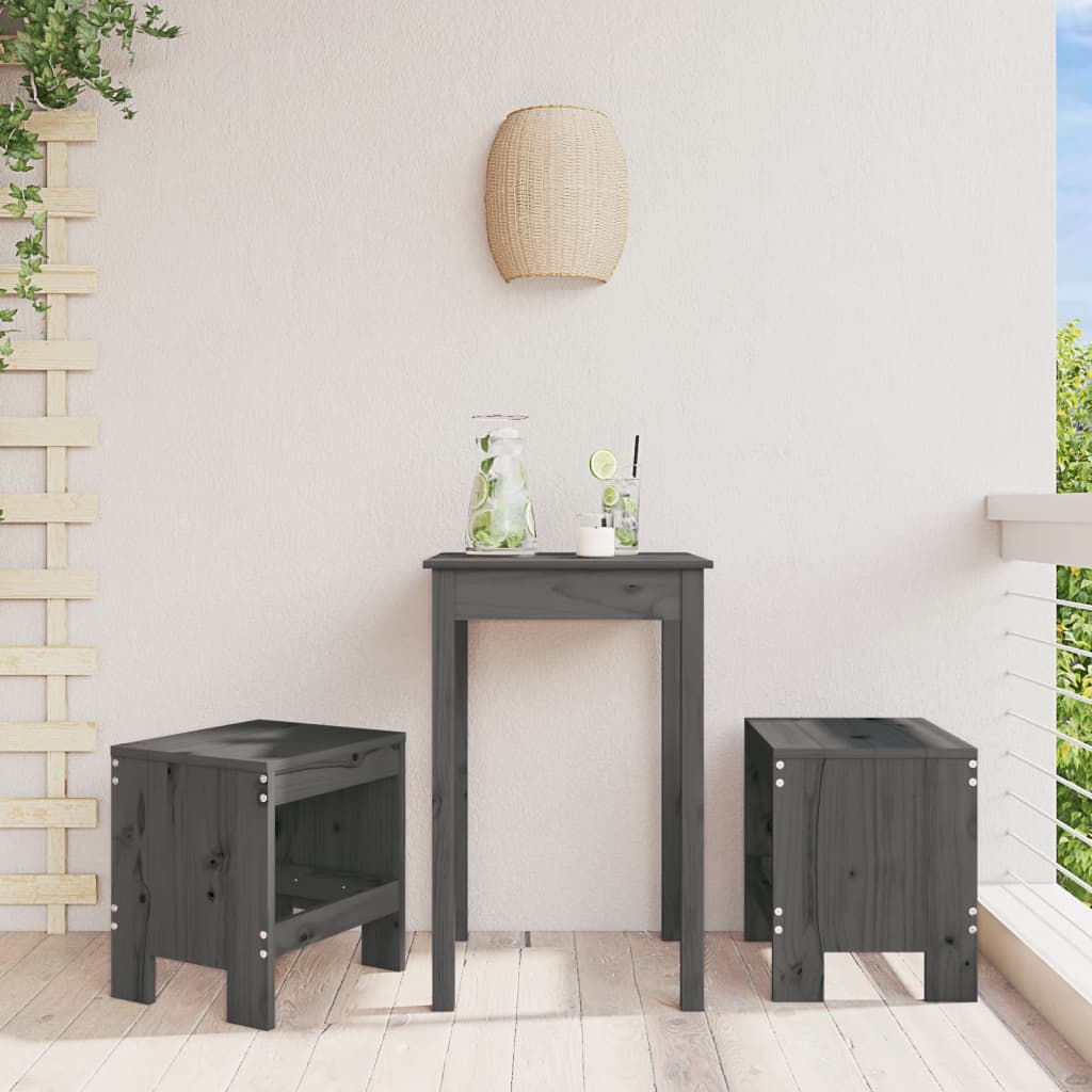 Bar Stools 2 Pcs Black Solid Wood Pine