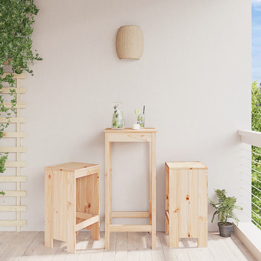 Bar Stools 2 Pcs Black Solid Wood Pine