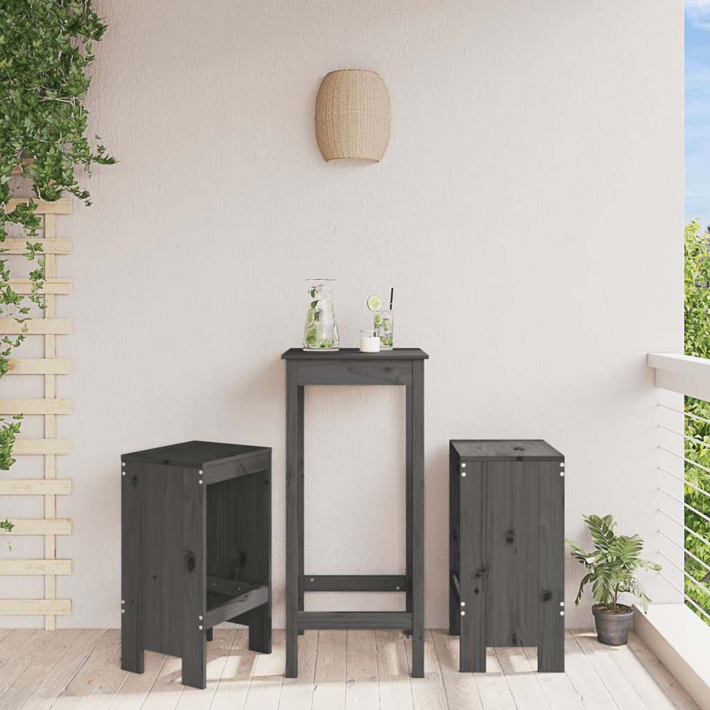 Bar Stools 2 Pcs Black Solid Wood Pine
