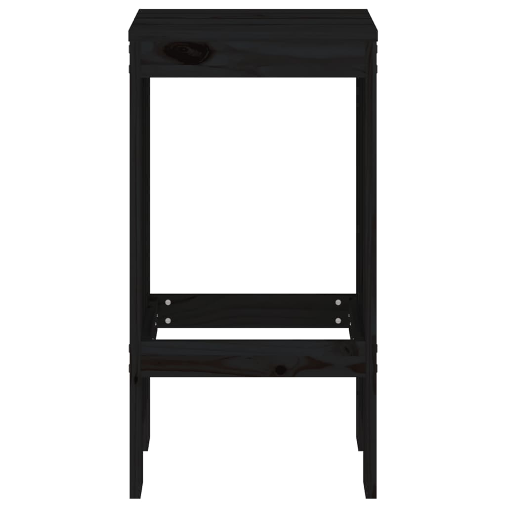 Bar Stools 2 Pcs Black Solid Wood Pine