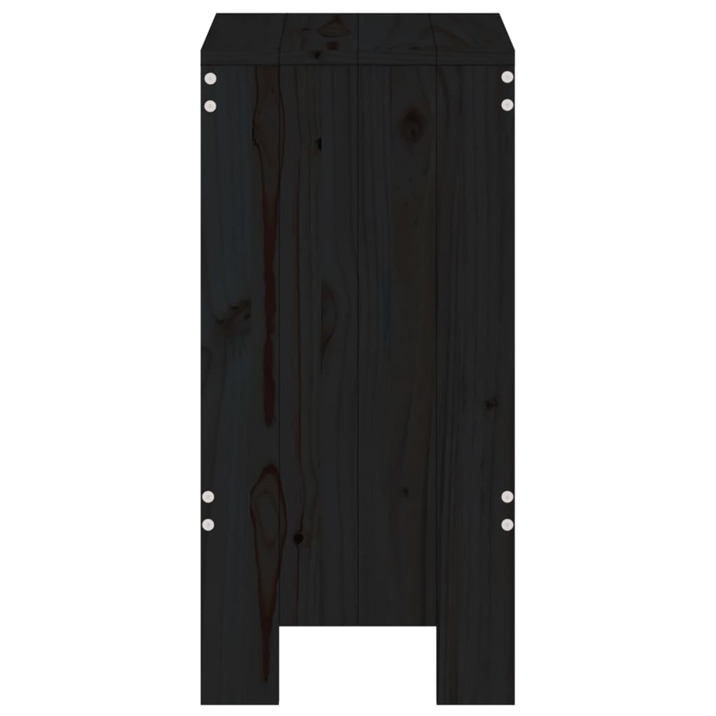 Bar Stools 2 Pcs Black Solid Wood Pine