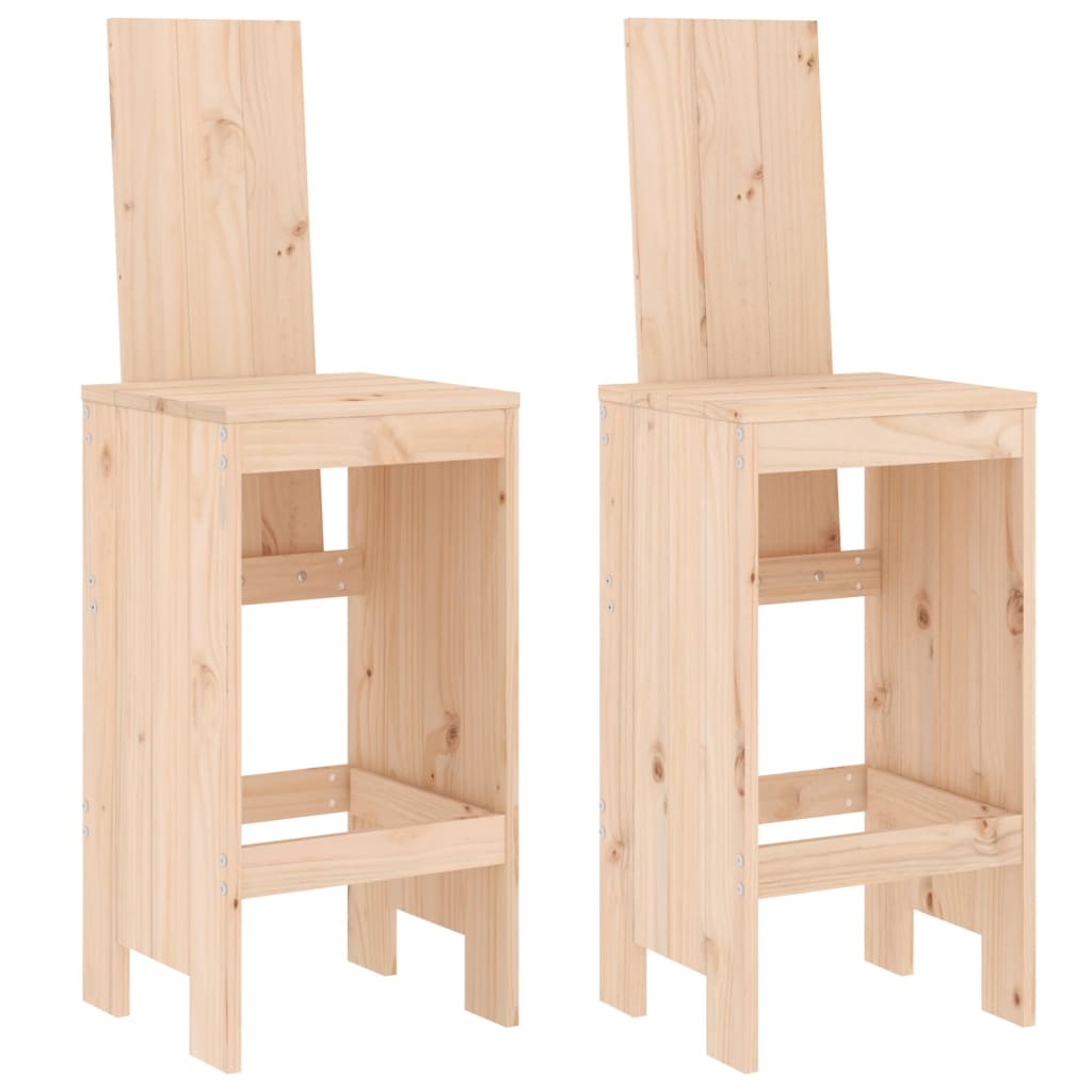 Bar Stools 2 Pcs Solid Wood Pine