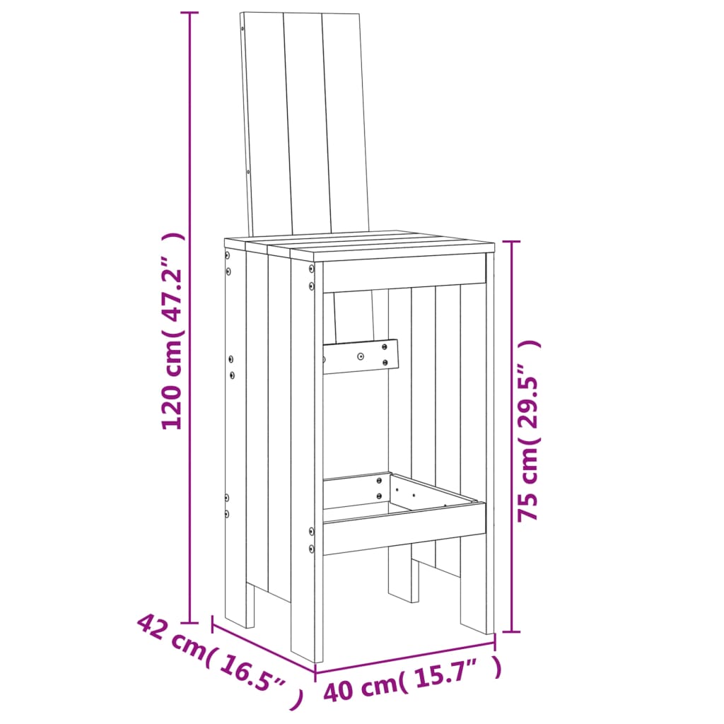 Bar Stools 2 Pcs Solid Wood Pine
