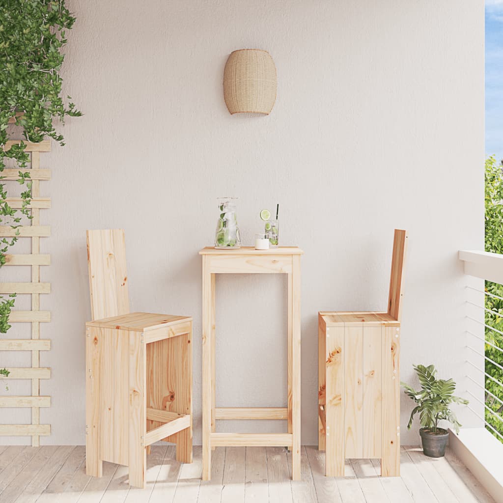 Bar Stools 2 Pcs Solid Wood Pine