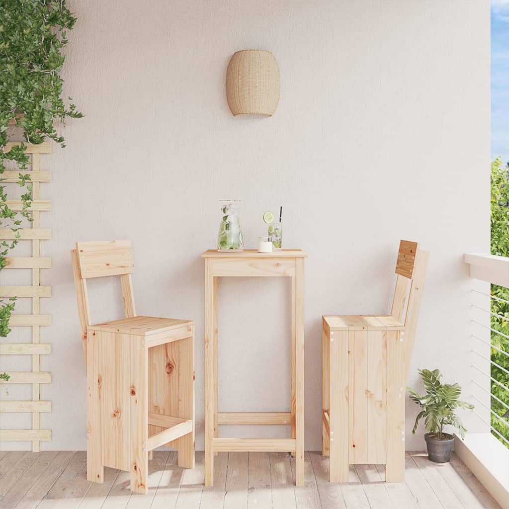 Bar Stools 2 Pcs Solid Wood Pine