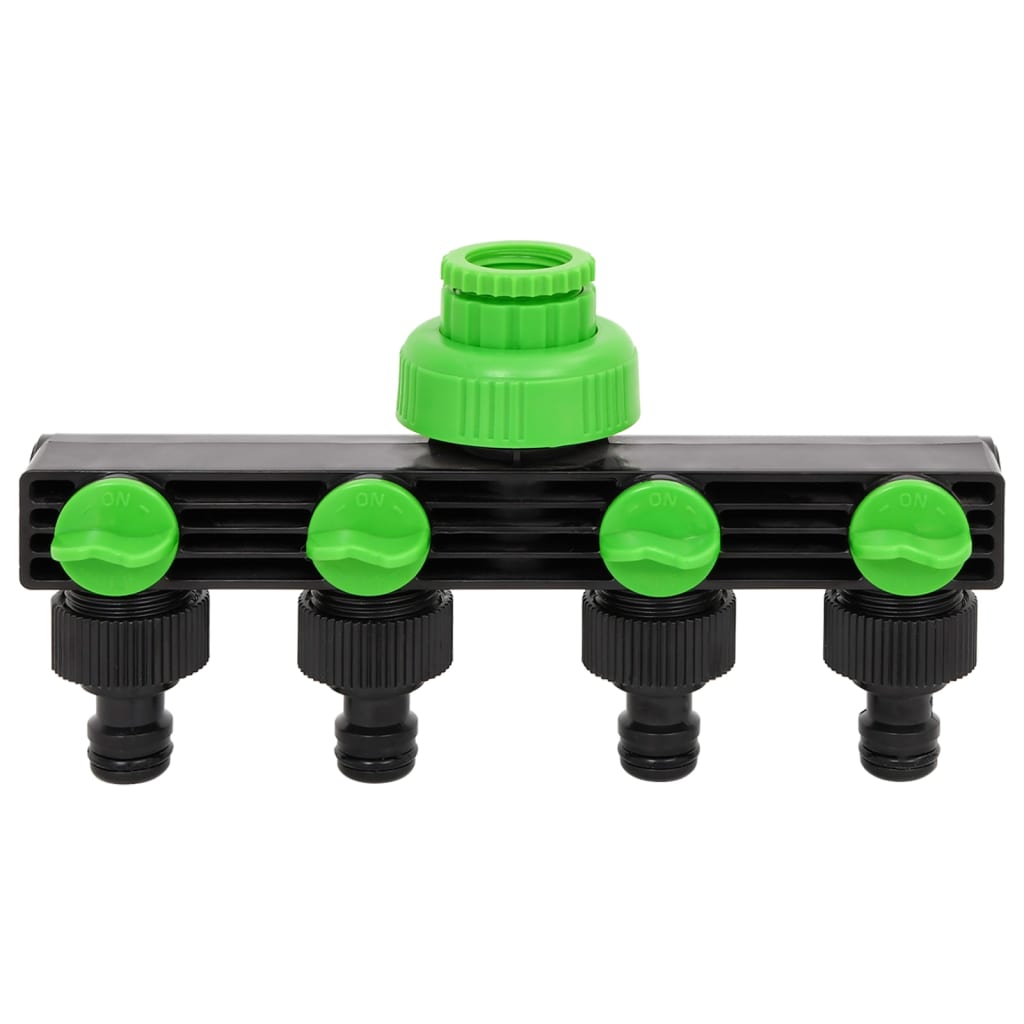 4-Way Tap Adaptor Green And Black 19.5X6X11 Cm Abs & Pp