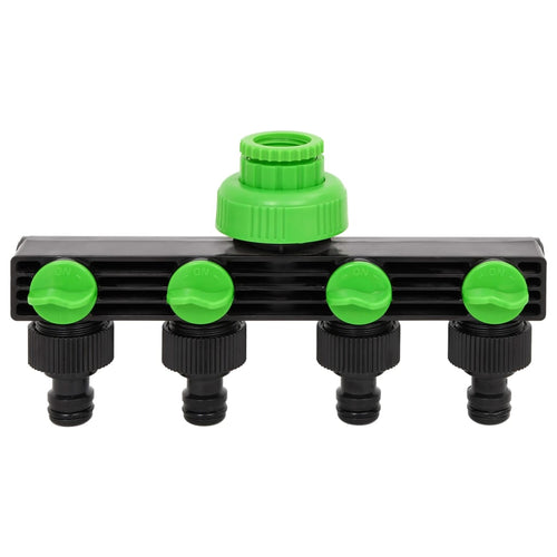 4-Way Tap Adaptor Green And Black 19.5X6X11 Cm Abs & Pp