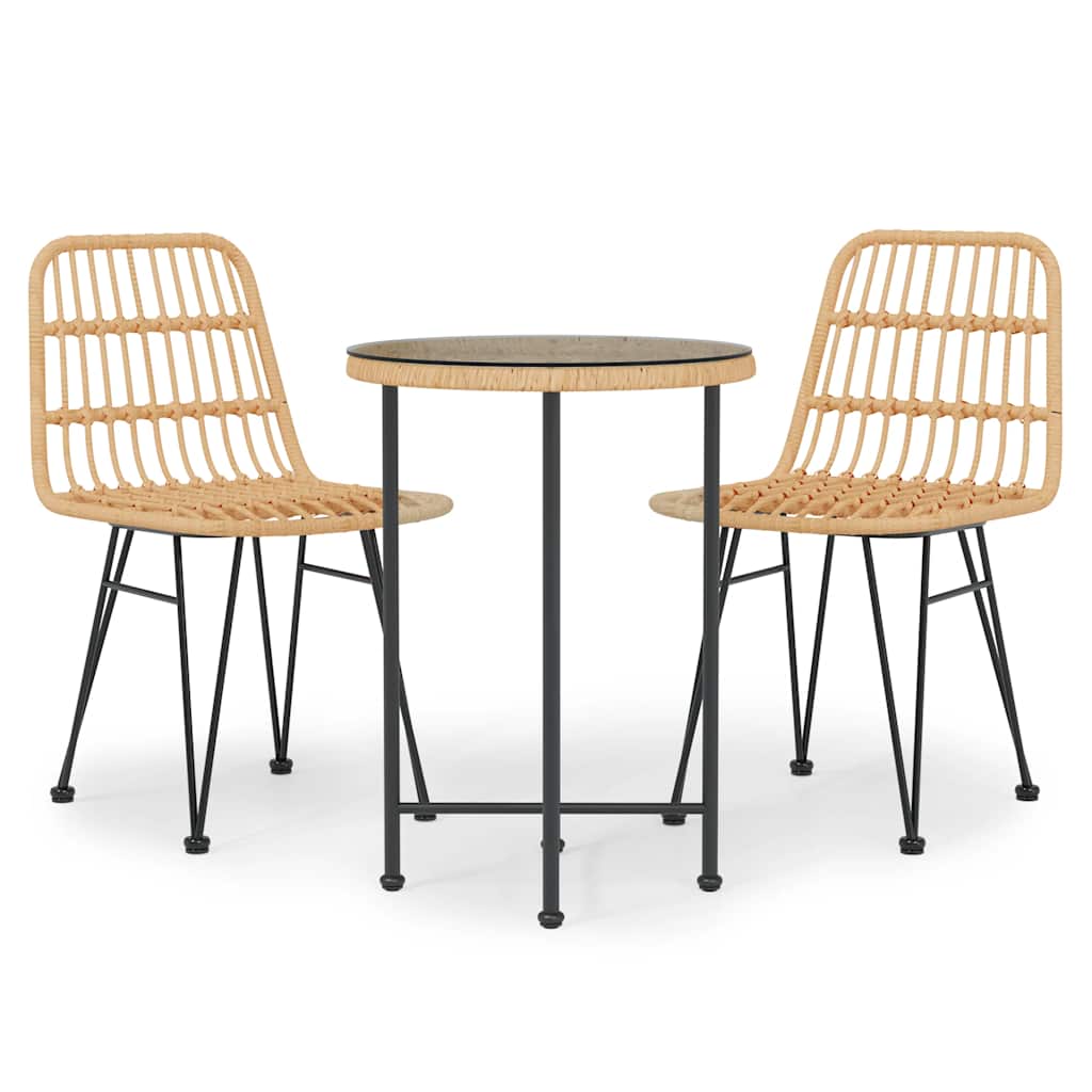 Outdoor Furniture Set 3 Piece Garden Dining Poly Rattan Patio Table & Chairs bla