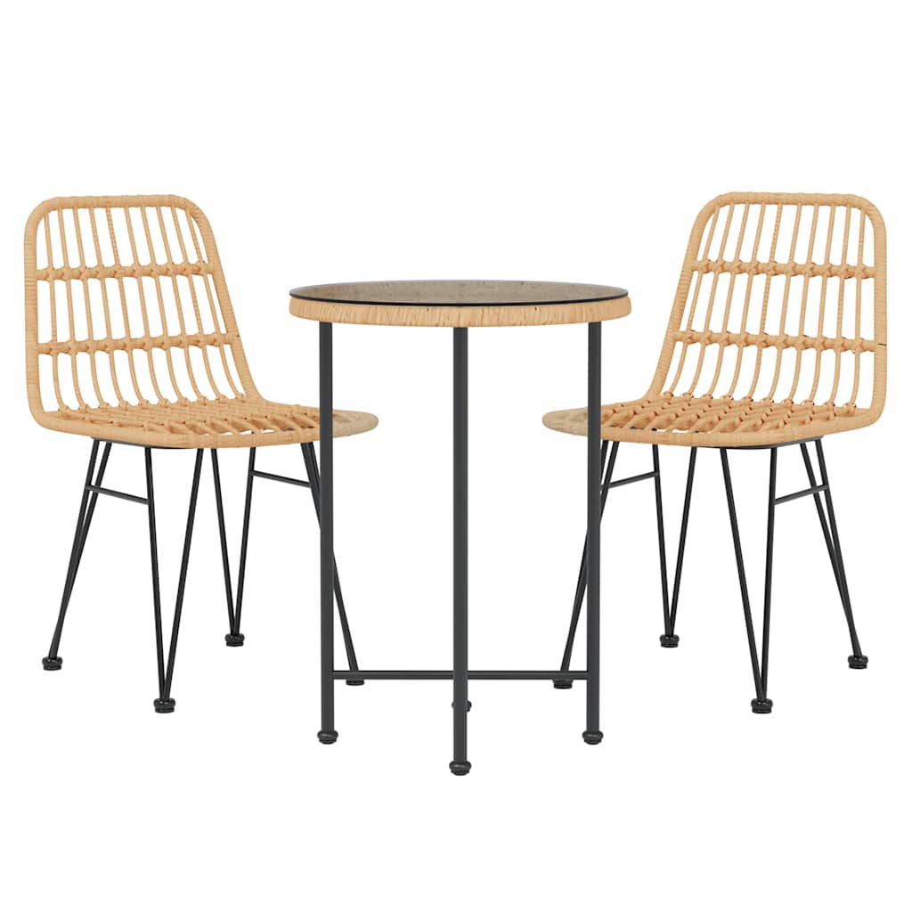 Outdoor Furniture Set 3 Piece Garden Dining Poly Rattan Patio Table & Chairs bla