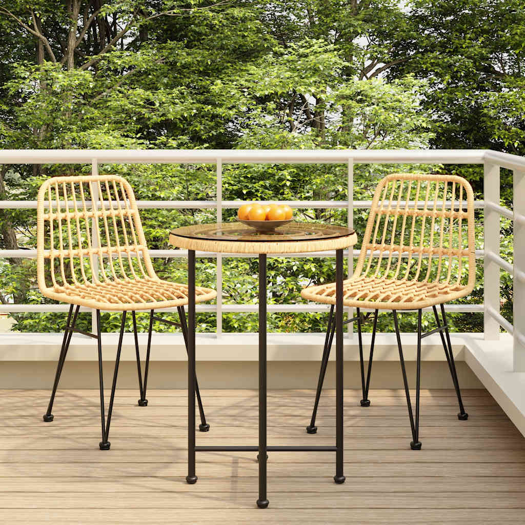 Outdoor Furniture Set 3 Piece Garden Dining Poly Rattan Patio Table & Chairs bla