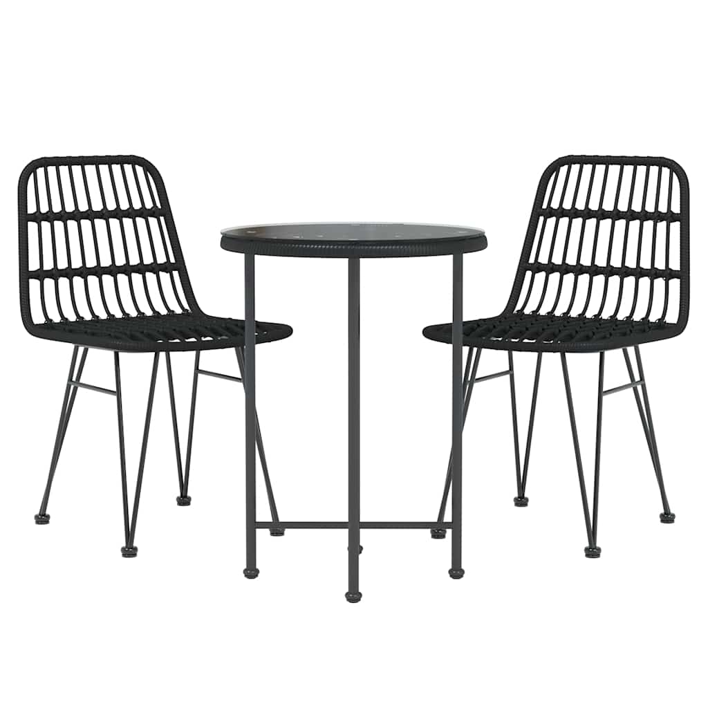 Outdoor Furniture Set 3 Piece Garden Dining Poly Rattan Patio Table & Chairs bla