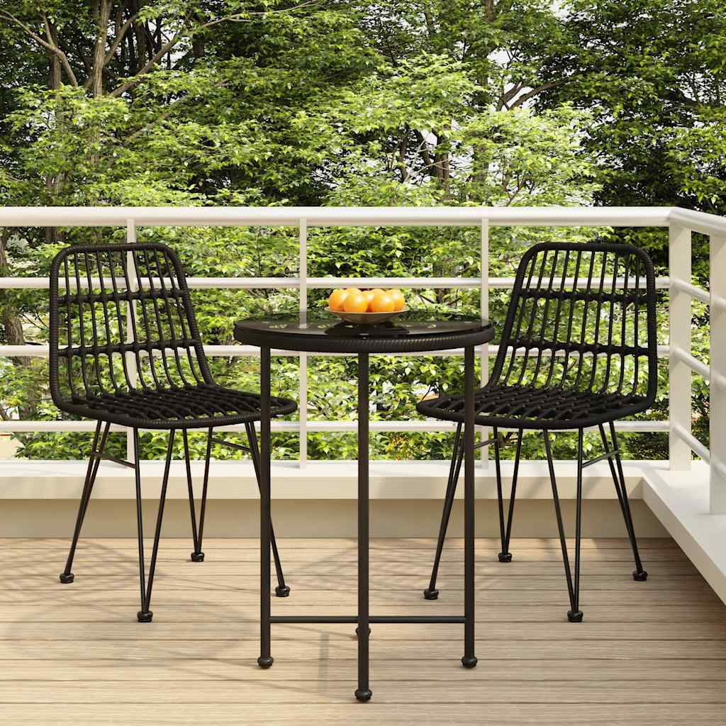 Outdoor Furniture Set 3 Piece Garden Dining Poly Rattan Patio Table & Chairs bla