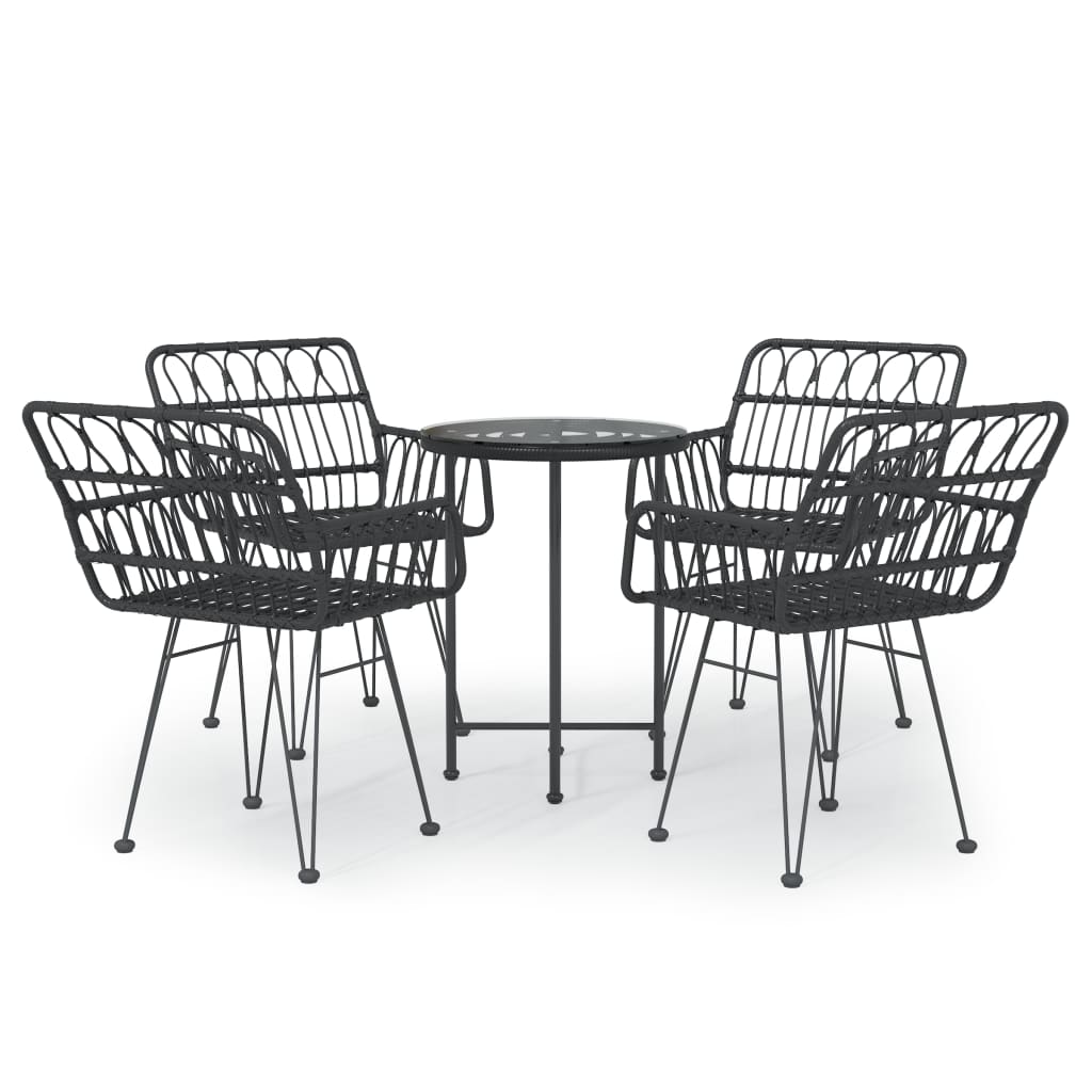 5 Piece Garden Dining Set Poly Rattan