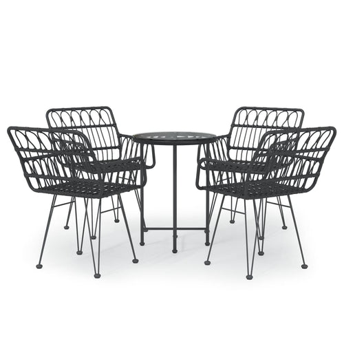 5 Piece Garden Dining Set Poly Rattan