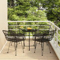 5 Piece Garden Dining Set Poly Rattan