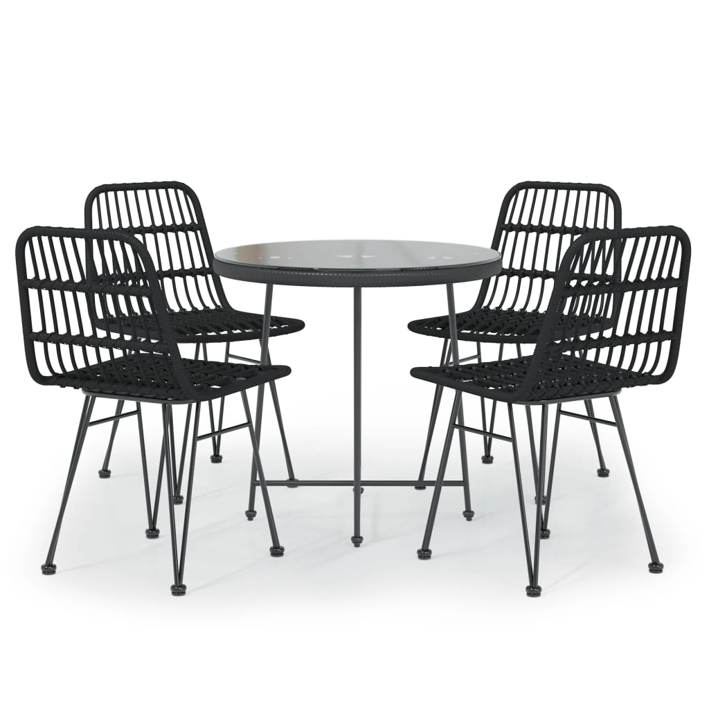 5 Piece Garden Dining Set Poly Rattan
