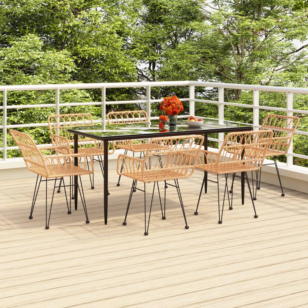 5 Piece Garden Dining Set Poly Rattan