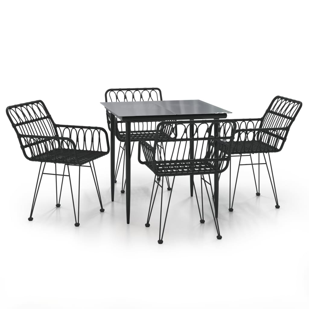 5 Piece Garden Dining Set Poly Rattan