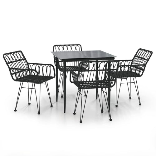 5 Piece Garden Dining Set Poly Rattan