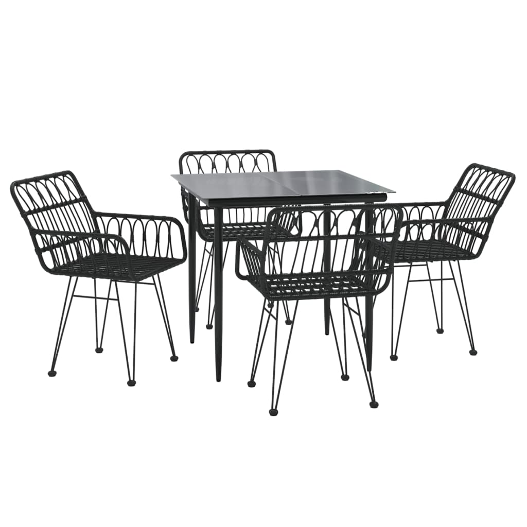 5 Piece Garden Dining Set Poly Rattan