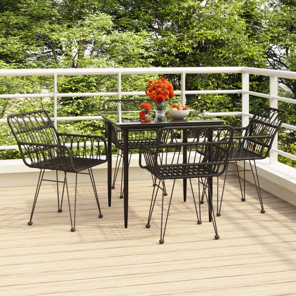 5 Piece Garden Dining Set Poly Rattan