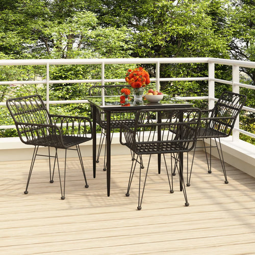 5 Piece Garden Dining Set Poly Rattan