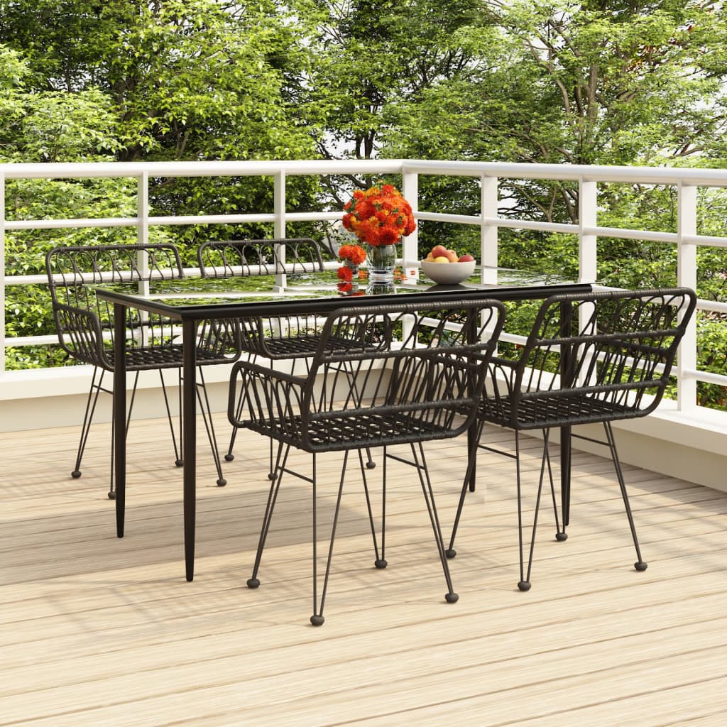 5 Piece Garden Dining Set Poly Rattan