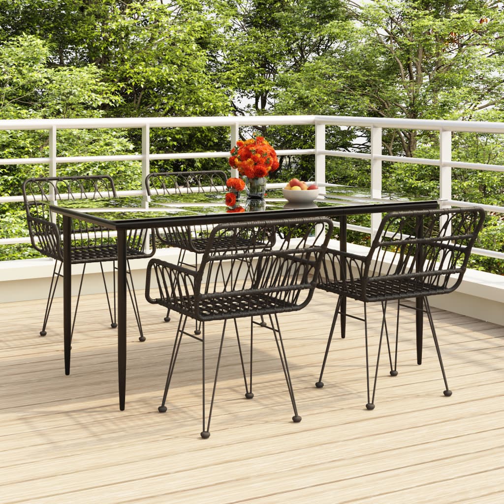 5 Piece Garden Dining Set Poly Rattan