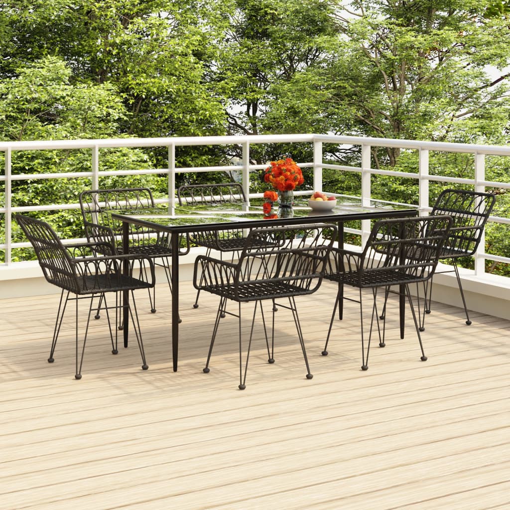 5 Piece Garden Dining Set Poly Rattan