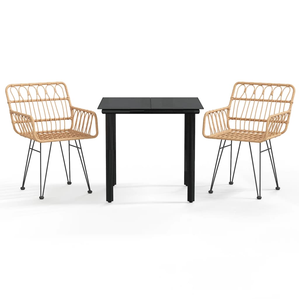 Outdoor Furniture Set 3 Piece Garden Dining Poly Rattan Weather Resistant