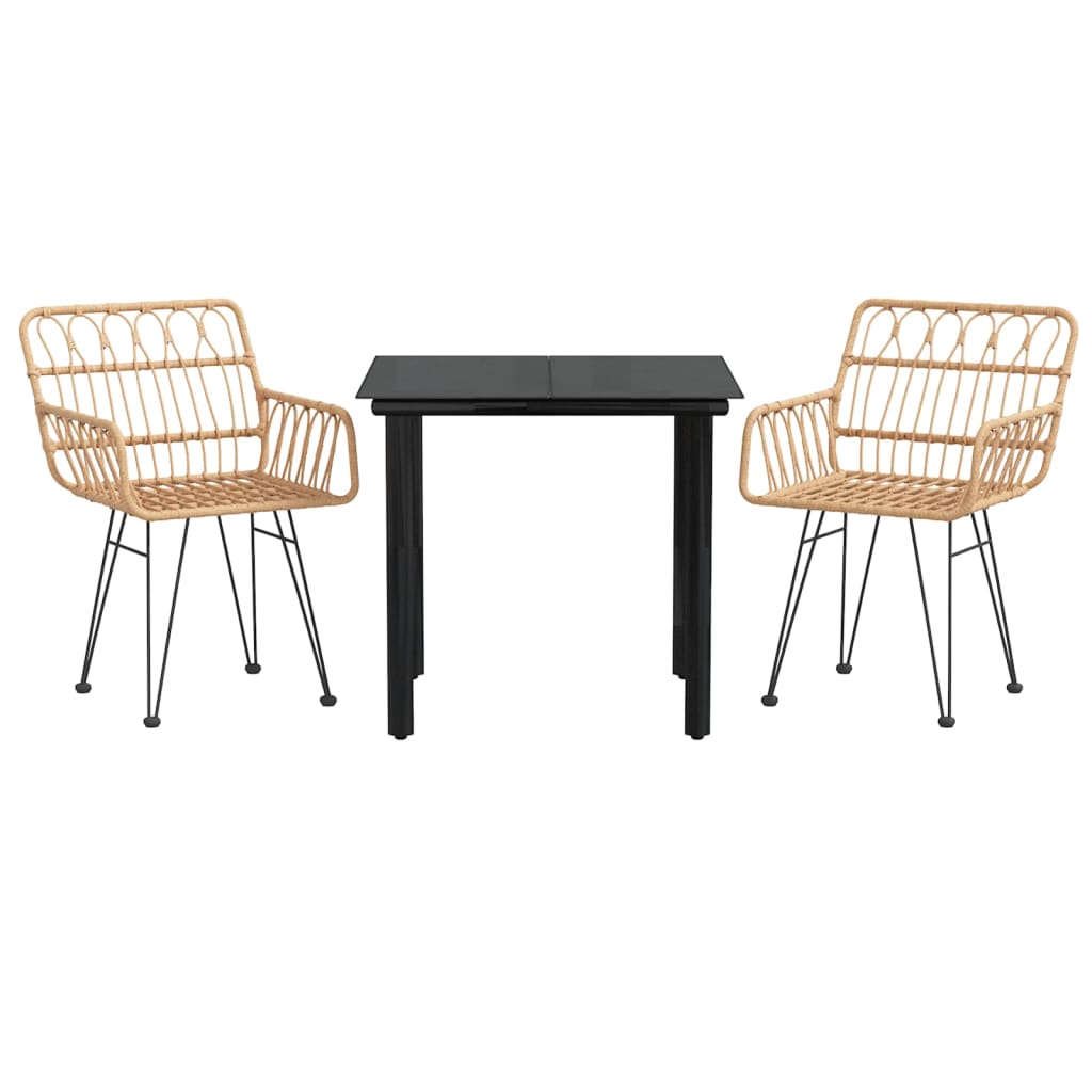 Outdoor Furniture Set 3 Piece Garden Dining Poly Rattan Weather Resistant