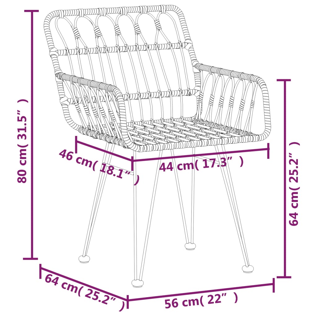 Outdoor Furniture Set 3 Piece Garden Dining Poly Rattan Weather Resistant