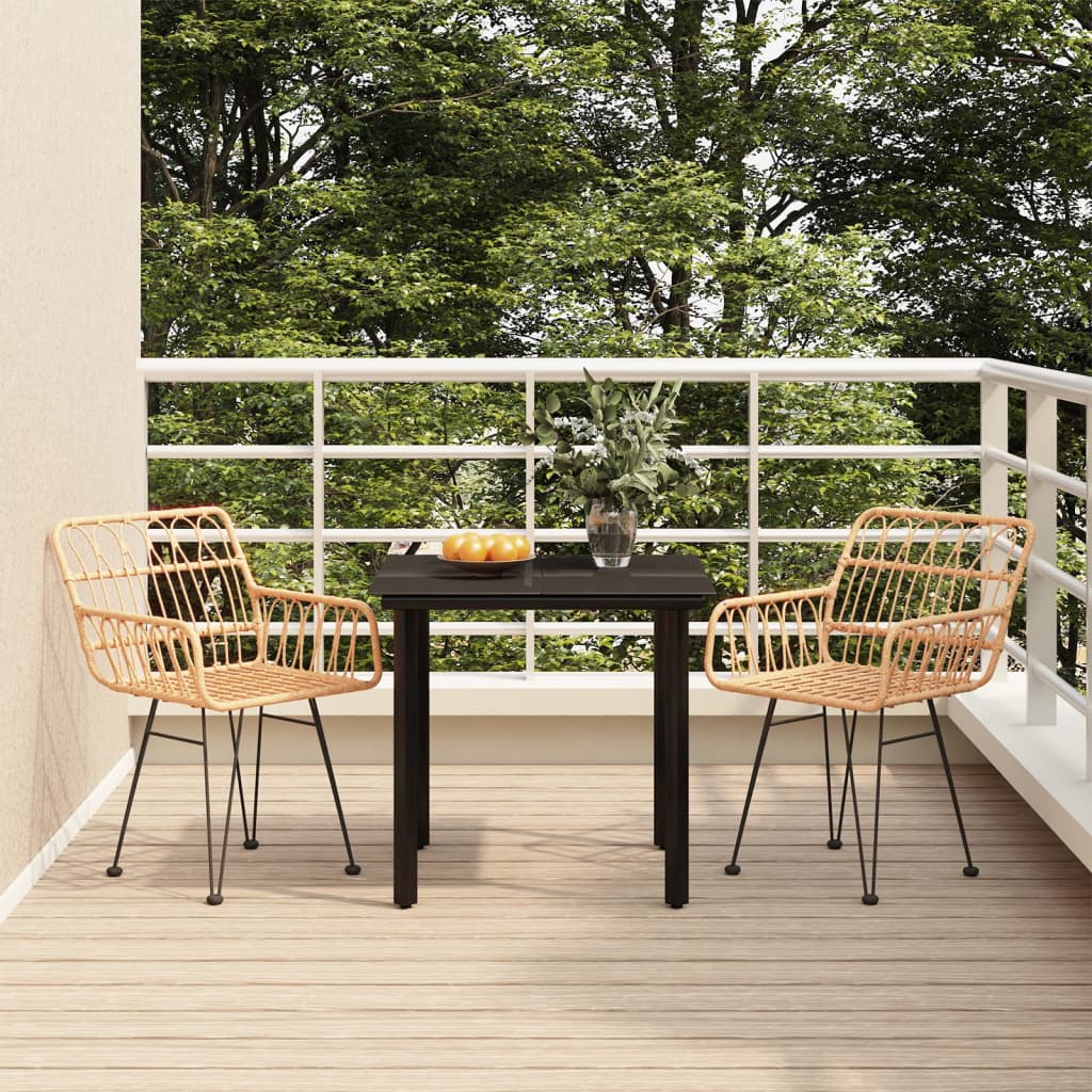 Outdoor Furniture Set 3 Piece Garden Dining Poly Rattan Weather Resistant