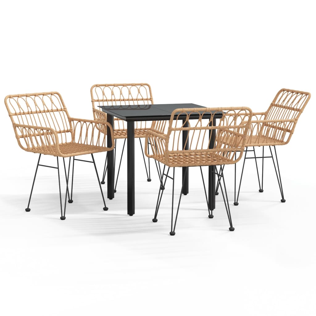 Outdoor Furniture Set 3 Piece Garden Dining Poly Rattan Weather Resistant