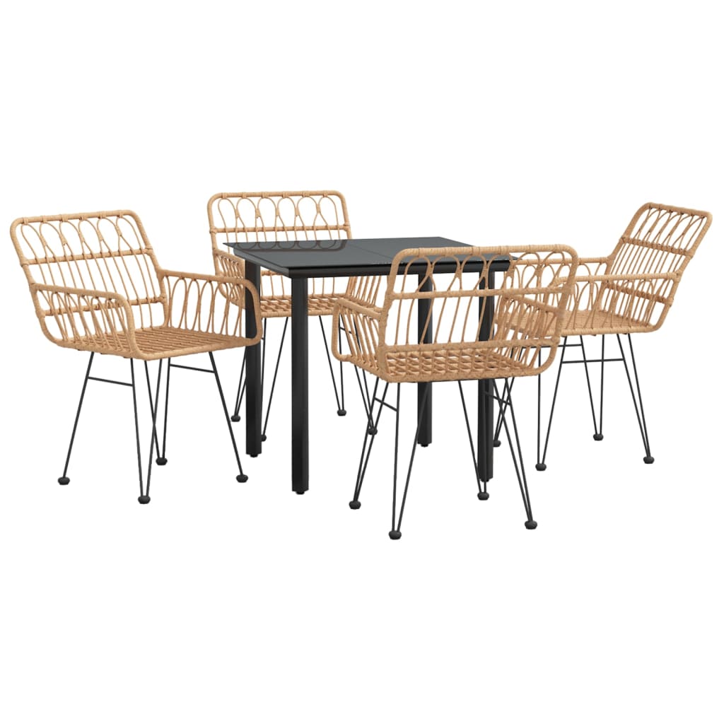 Outdoor Furniture Set 3 Piece Garden Dining Poly Rattan Weather Resistant