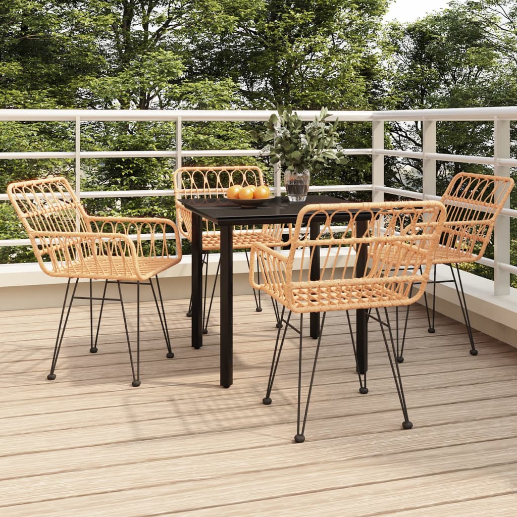 3 Piece Garden Dining Set Poly Rattan