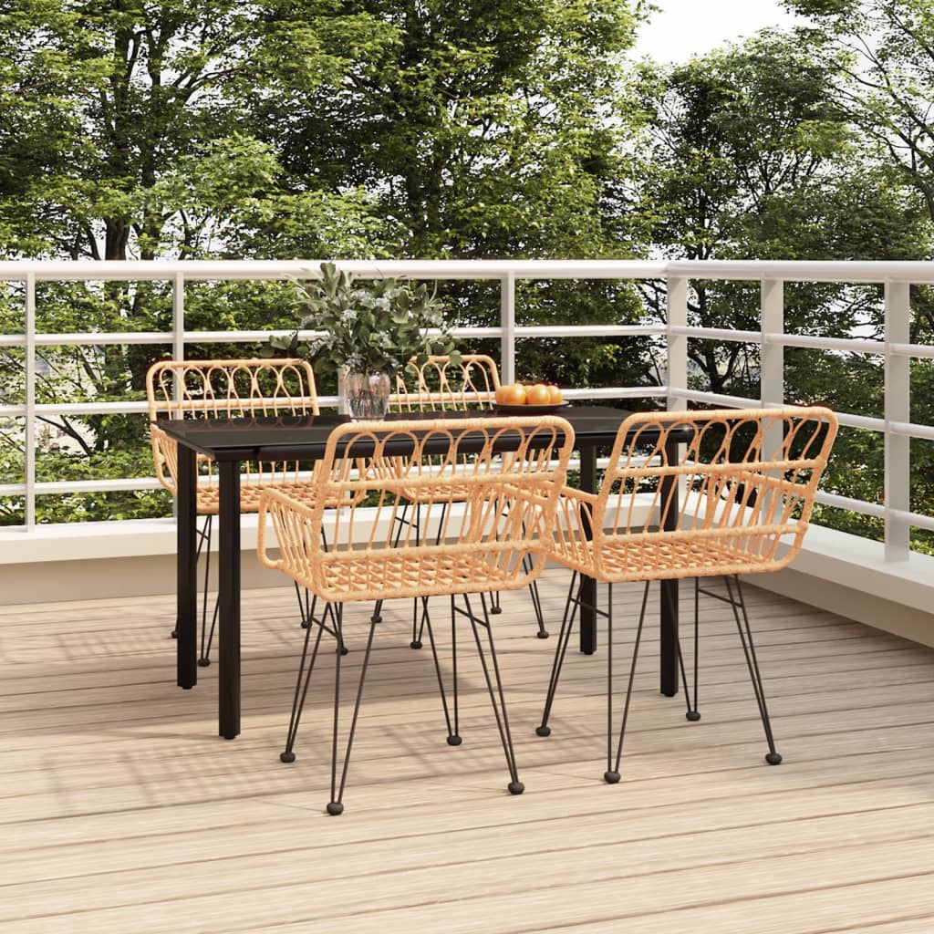 3 Piece Garden Dining Set Poly Rattan