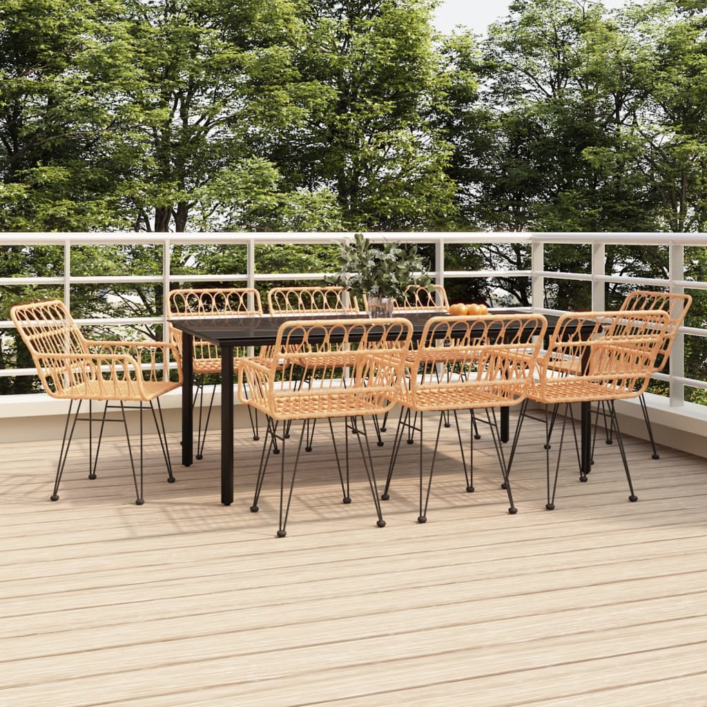 3 Piece Garden Dining Set Poly Rattan