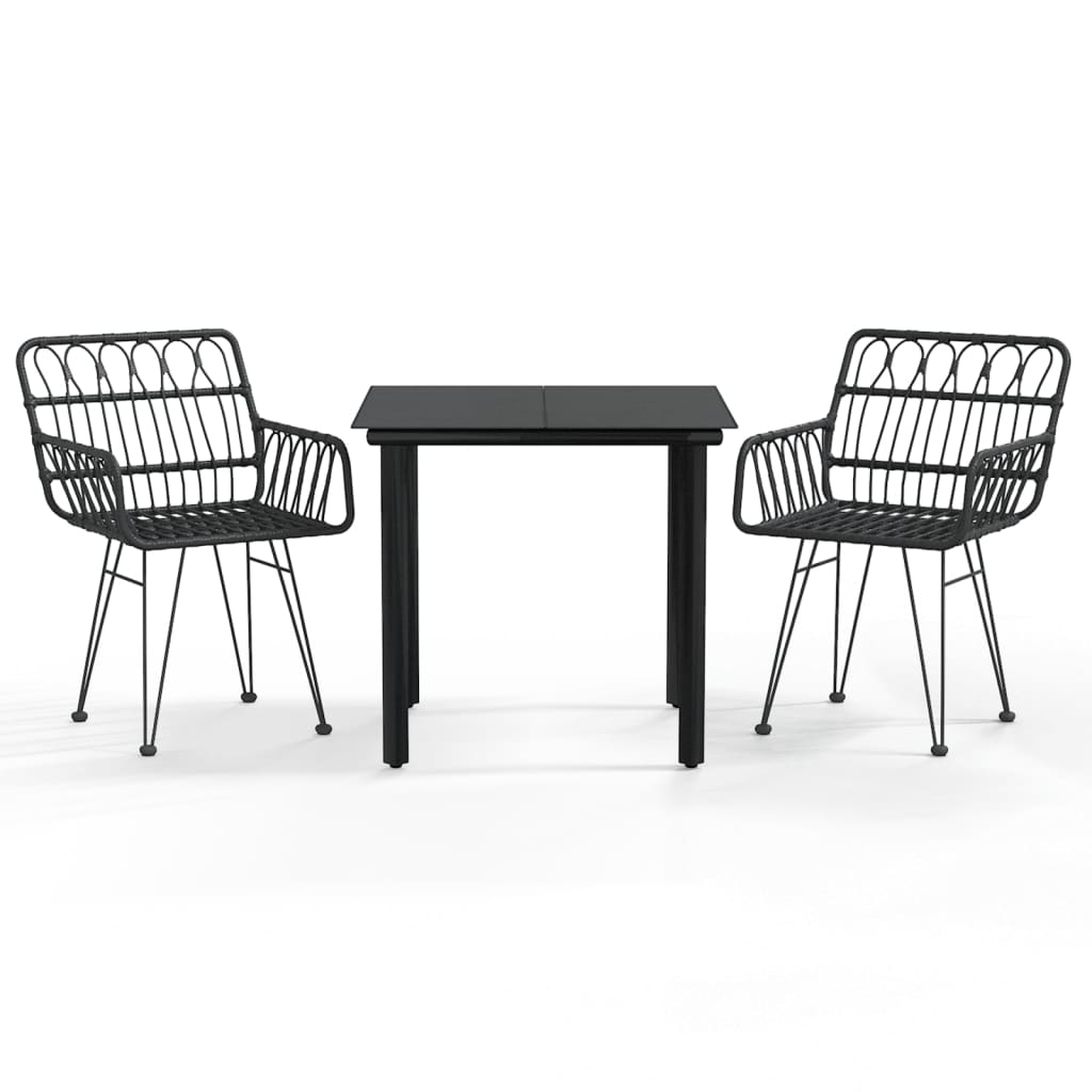 3 Piece Garden Dining Set Poly Rattan