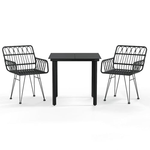 3 Piece Garden Dining Set Poly Rattan