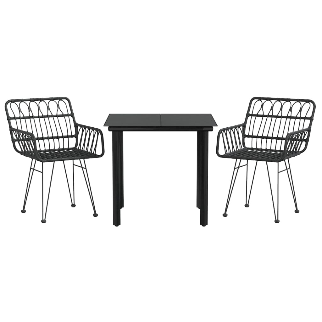 3 Piece Garden Dining Set Poly Rattan