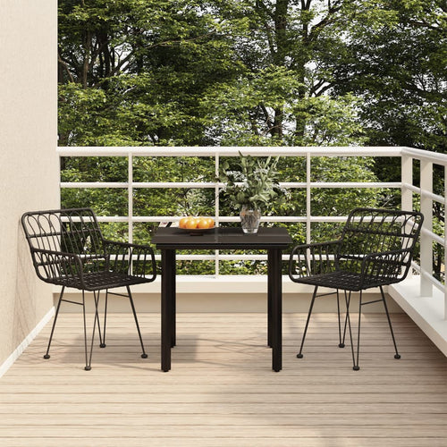 3 Piece Garden Dining Set Poly Rattan