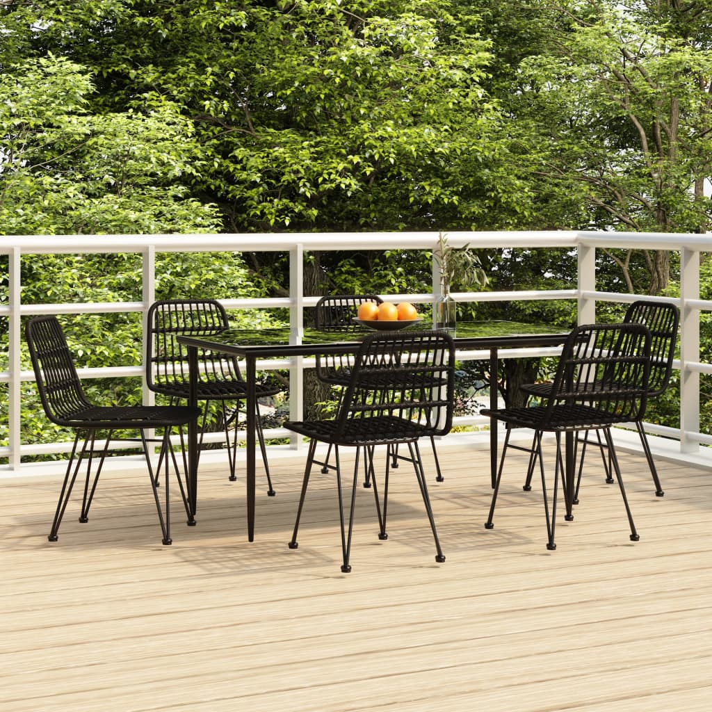7 Piece Garden Dining Set Poly Rattan