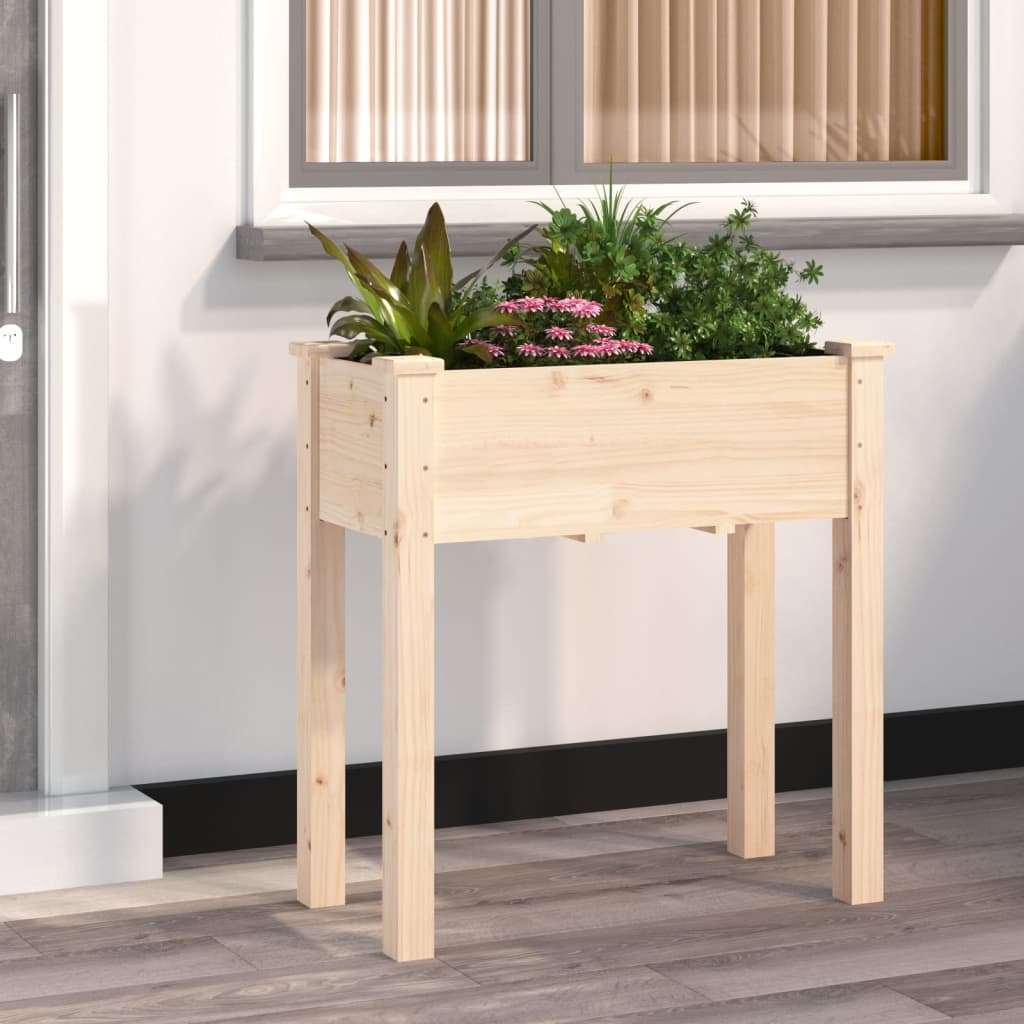 Wheeled Planter With Liner Solid Wood Fir