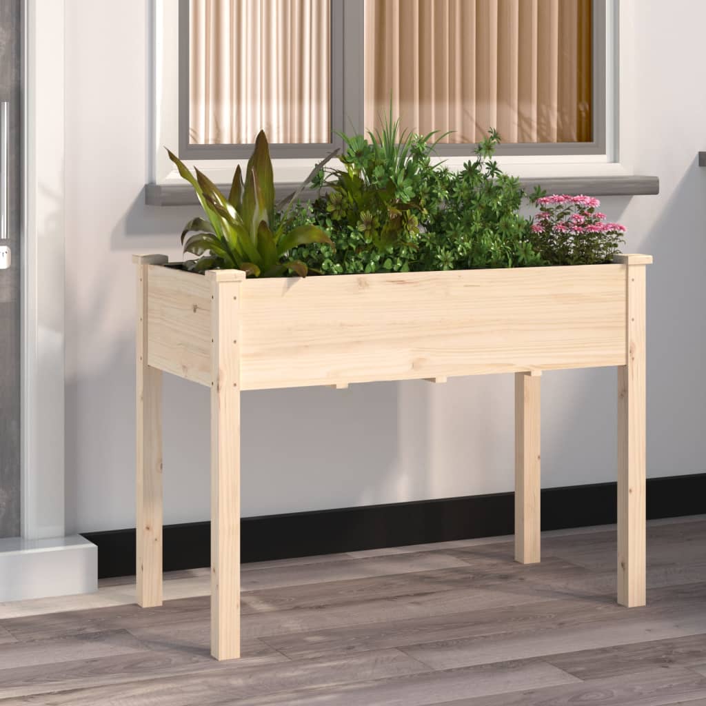 Wheeled Planter With Liner Solid Wood Fir