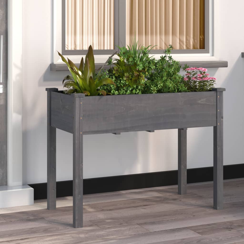 Wheeled Planter With Liner Solid Wood Fir