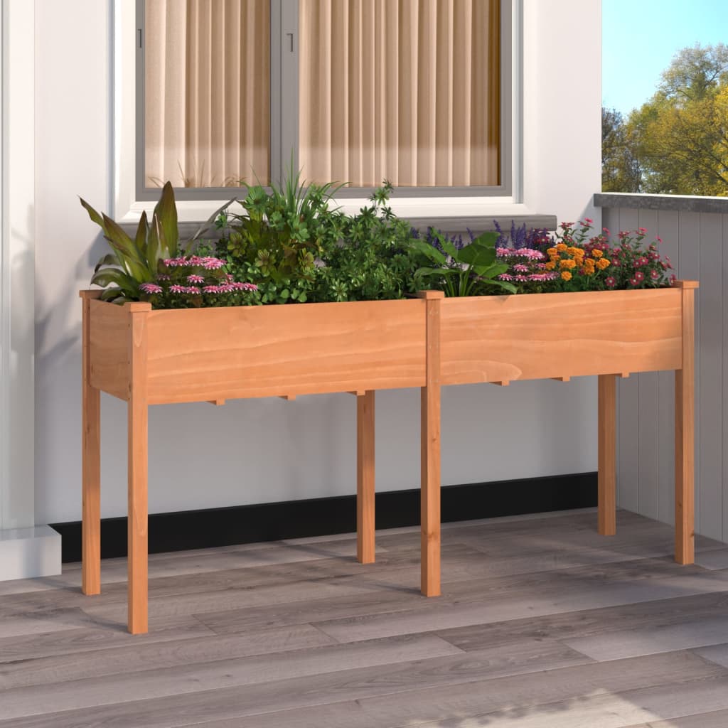 Wheeled Planter With Liner Solid Wood Fir