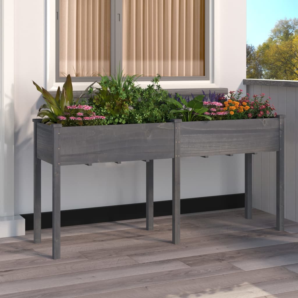Wheeled Planter With Liner Solid Wood Fir