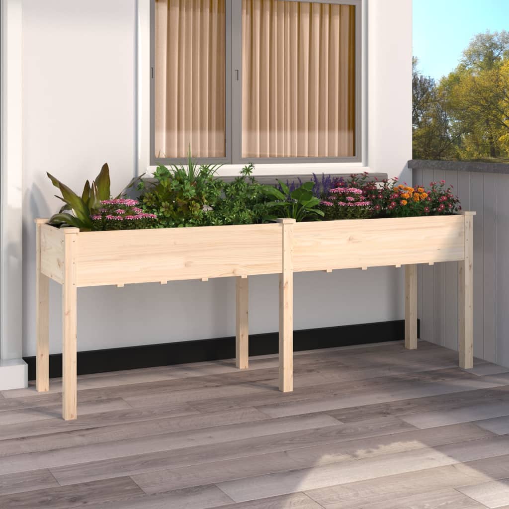 Wheeled Planter With Liner Solid Wood Fir