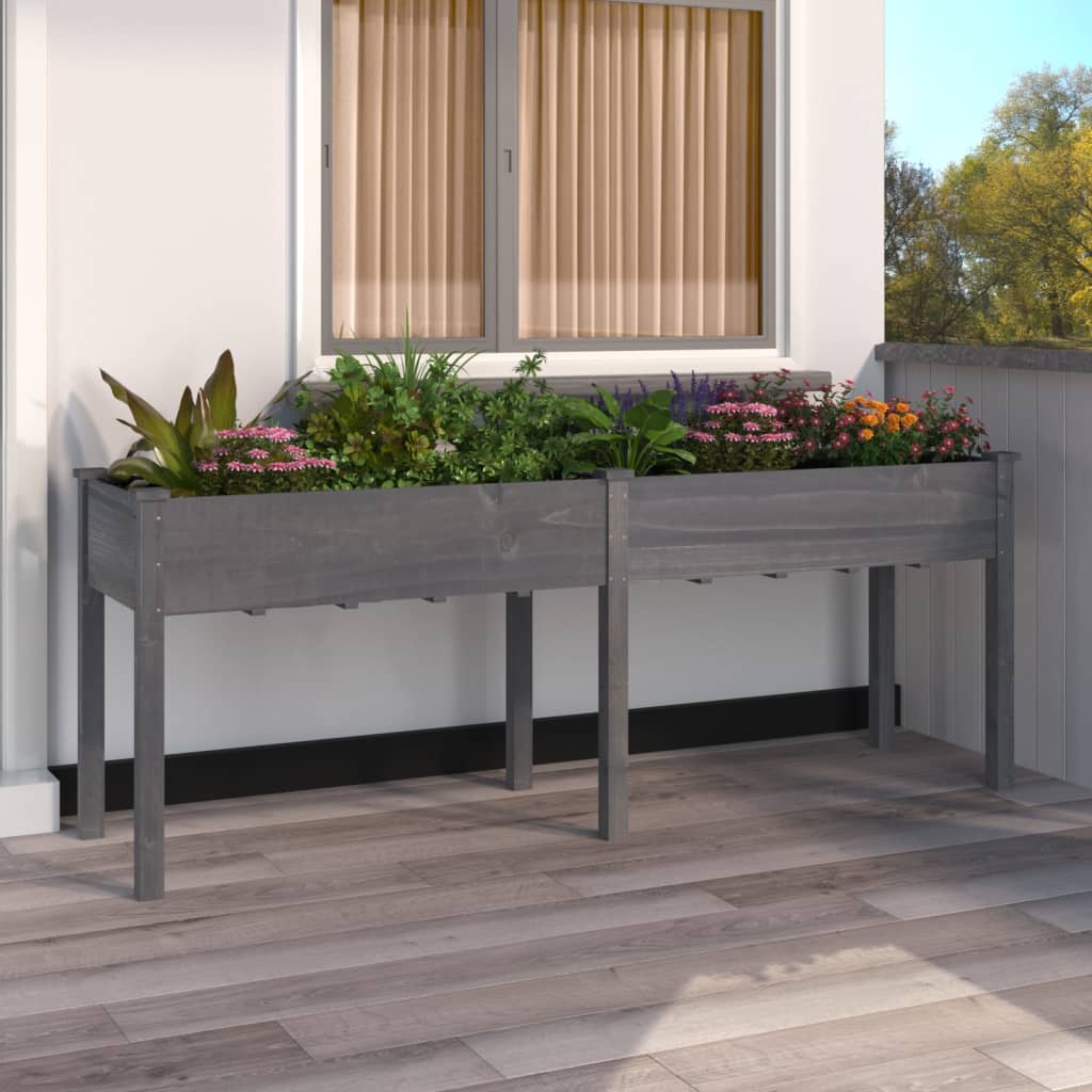 Wheeled Planter With Liner Solid Wood Fir